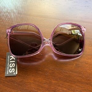 KISS Oversized Purple Translucent Squared Sunglasses Retro 70s Style
